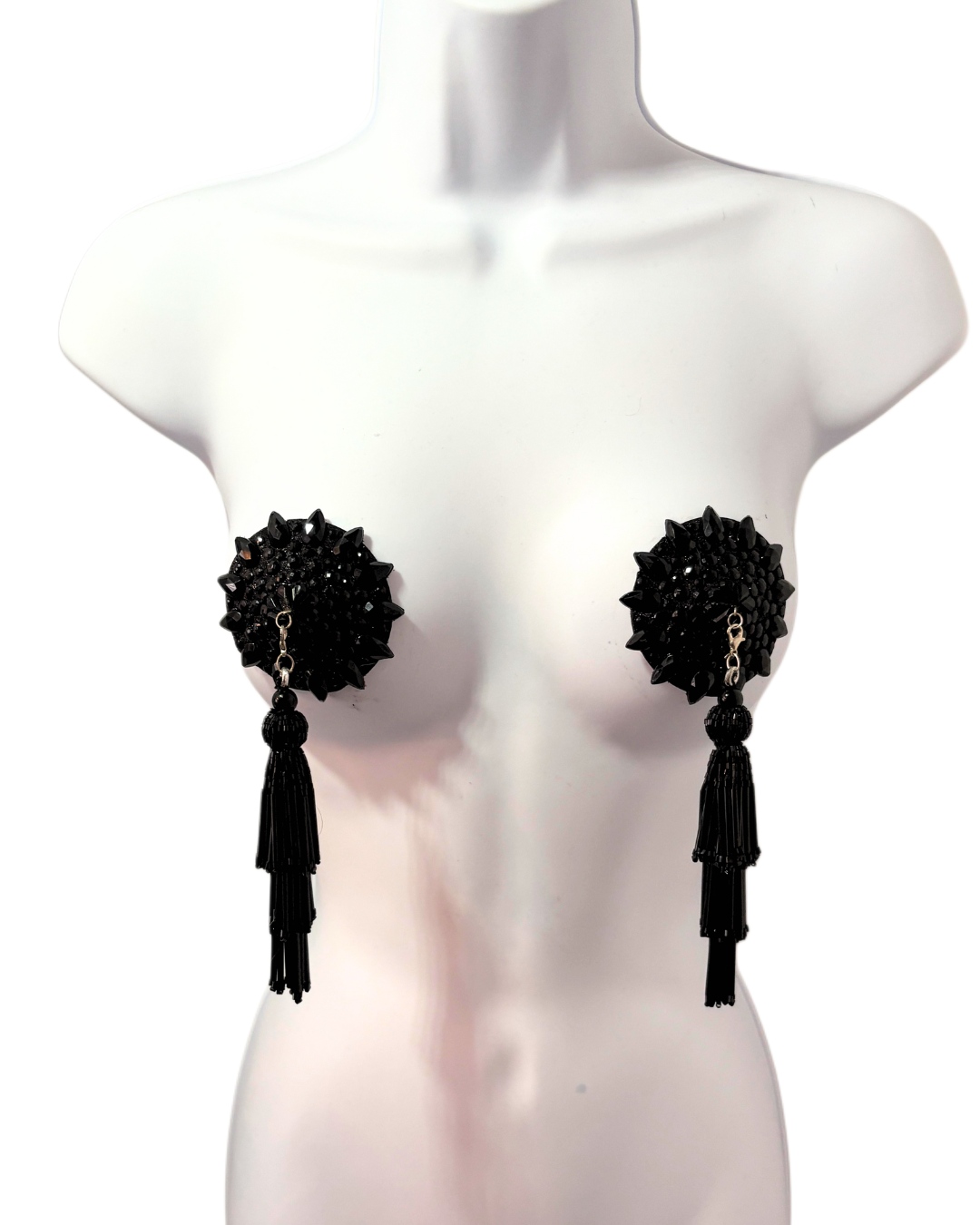 DITA VON TEESE Teesorama (Decadent Black) Glitter & Gem Pasties with Removable Hand-Beaded Tassels (2pcs)