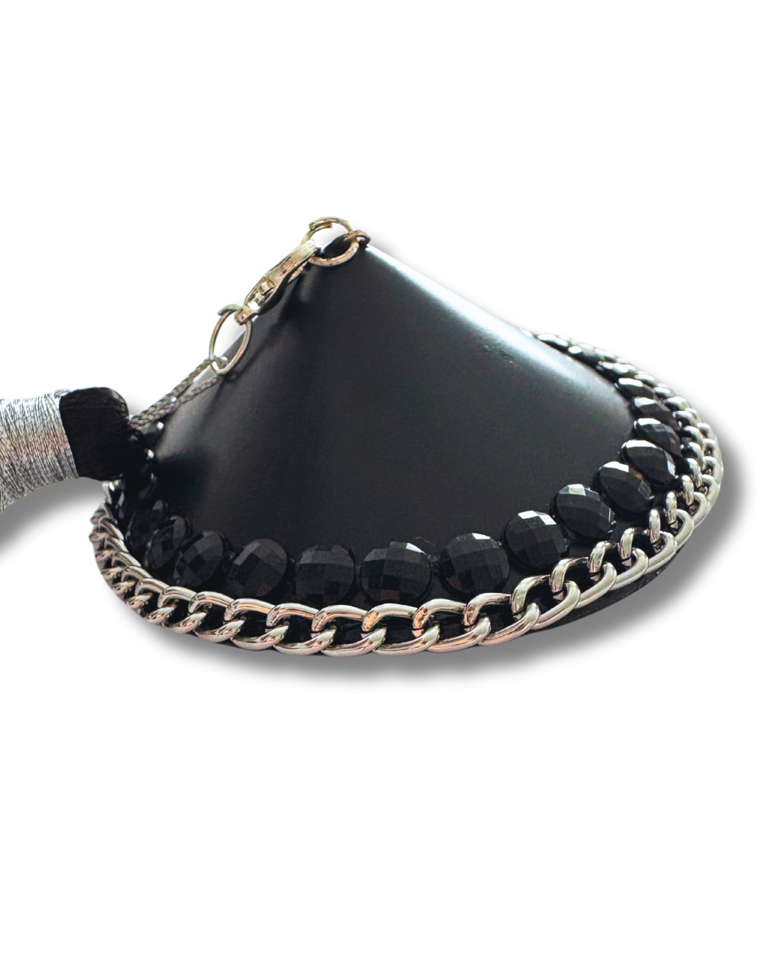 DITA VON TEESE Erotique Faux Leather, Silver Chain & Gem Pasties with Removable Tassels (2pcs)